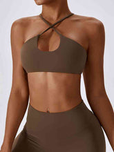 Load image into Gallery viewer, Cropped Halter Neck Sports Bra