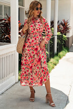 Load image into Gallery viewer, Floral Tie Neck Flounce Sleeve Tiered Dress