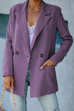 Load image into Gallery viewer, Double-Breasted Padded Shoulder Blazer with Pockets