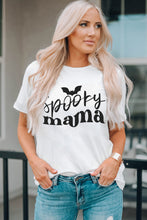 Load image into Gallery viewer, Round Neck Short Sleeve SPOOKY MAMA Graphic T-Shirt
