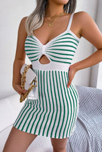 Load image into Gallery viewer, Striped Cutout Spaghetti Strap Knit Dress