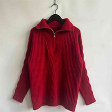 Load image into Gallery viewer, Ribbed Half Zip Long Sleeve Sweater