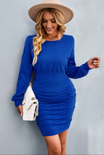 Load image into Gallery viewer, Ruched Dropped Shoulder Textured Knit Dress