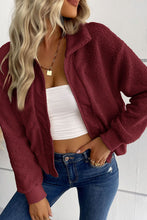 Load image into Gallery viewer, Zip-Up Sherpa Collared Neck Jacket with Pockets