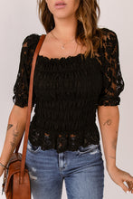 Load image into Gallery viewer, Lace Smocked Flounce Sleeve Blouse