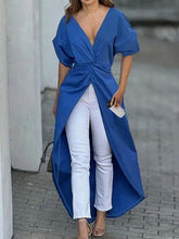 Load image into Gallery viewer, Twisted High-Low Short Sleeve Blouse