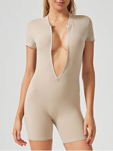 Load image into Gallery viewer, Half Zip Short Sleeve Active Romper