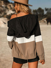 Load image into Gallery viewer, Color Block Zip Up Hooded Jacket
