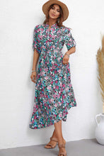 Load image into Gallery viewer, Floral Notched Neck Half Sleeve Dress