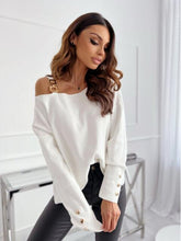 Load image into Gallery viewer, Asymmetrical Neck Buttoned Top