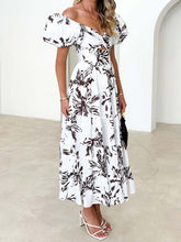 Load image into Gallery viewer, Twisted Printed Puff Sleeve Dress