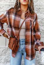 Load image into Gallery viewer, Collared Neck Long Sleeve Plaid Shirt