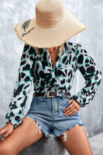 Load image into Gallery viewer, Printed Tie Neck Puff Sleeve Blouse