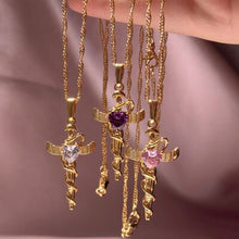 Load image into Gallery viewer, Copper Zircon Cross Pendant Necklace