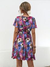 Load image into Gallery viewer, Printed Surplice Tie Waist Mini Dress