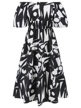 Load image into Gallery viewer, Printed Off-Shoulder Balloon Sleeve Dress