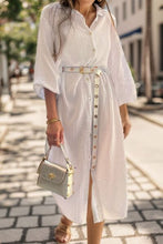 Load image into Gallery viewer, Texture Button Up Collared Neck Shirt Dress