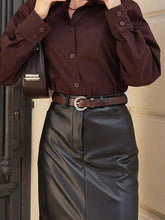 Load image into Gallery viewer, PU Slit Midi Skirt