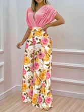 Load image into Gallery viewer, Printed Surplice Top and Wide Leg Pants Set