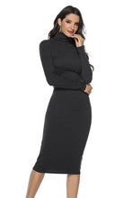 Load image into Gallery viewer, Ribbed Turtleneck Long Sleeve Dress