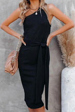 Load image into Gallery viewer, Tie Front One-Shoulder Sleeveless Dress