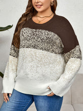 Load image into Gallery viewer, Plus Size Round Neck Long Sleeve Printed Sweater