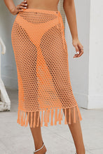Load image into Gallery viewer, Fringe Openwork High Waist Swim Skirt