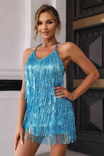 Load image into Gallery viewer, Halter Neck Backless Fringe Dress