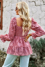 Load image into Gallery viewer, Smocked Square Neck Flounce Sleeve Blouse
