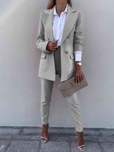 Load image into Gallery viewer, Lapel Collar Long Sleeve Blazer and Pants Set
