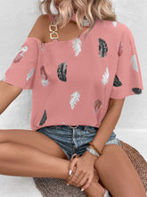 Load image into Gallery viewer, Asymmetrical One Shoulder Short Sleeve Printed Blouse
