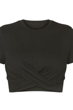 Load image into Gallery viewer, Round Neck Short Sleeve Crisscross Tee