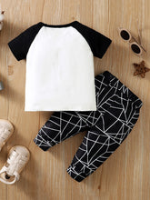 Load image into Gallery viewer, Baby Boy Round Neck Raglan Sleeve T-Shirt and Printed Pants Set
