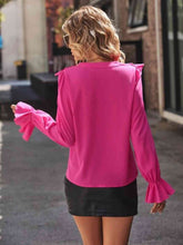 Load image into Gallery viewer, Ruffled V-Neck Flounce Sleeve Shirt