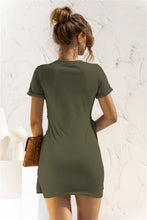 Load image into Gallery viewer, Round Neck Cuffed Sleeve Side Tie Dress