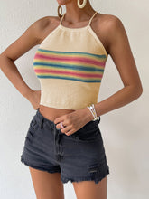 Load image into Gallery viewer, Contrast Halter Neck Lace-Up Cami