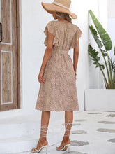 Load image into Gallery viewer, Printed Tie Waist Surplice Neck Dress