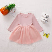 Load image into Gallery viewer, Girls Round Neck Ribbed Tulle Dress