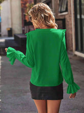 Load image into Gallery viewer, Ruffled V-Neck Flounce Sleeve Shirt