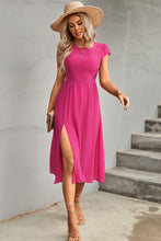Load image into Gallery viewer, Tie Back Cutout Round Neck Split Dress