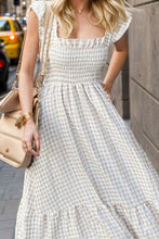 Load image into Gallery viewer, Full Size Smocked Ruffled Plaid Ruffle Hem Dress