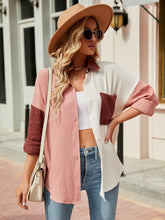 Load image into Gallery viewer, Color Block Button Up Collared Neck Shirt