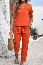 Load image into Gallery viewer, Round Neck Short Sleeve Top and Pants Set