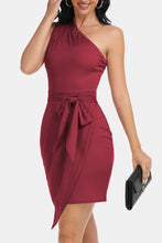 Load image into Gallery viewer, Tie Front One-Shoulder Sleeveless Dress