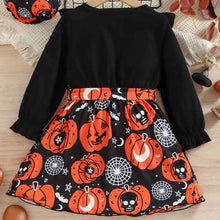 Load image into Gallery viewer, Baby Girl Halloween Theme Bow Front Round Neck Dress