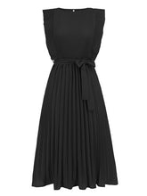 Load image into Gallery viewer, Tied Round Neck Pleated Midi Dress