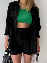 Load image into Gallery viewer, Texture Button Up Shirt and Drawstring Shorts Set