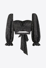 Load image into Gallery viewer, Printed Long Flounce Sleeve Cropped Blouse