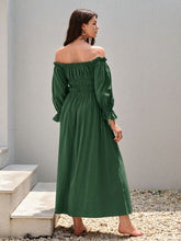 Load image into Gallery viewer, Smocked Off-Shoulder Flounce Sleeve Dress