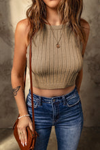Load image into Gallery viewer, Ribbed Round Neck Sleeveless Crop Knit Top